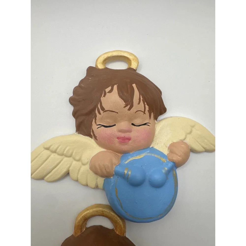 Vintage 1990 Ceramic Musical Angel Wall Plaques Set of 4 Cherubs